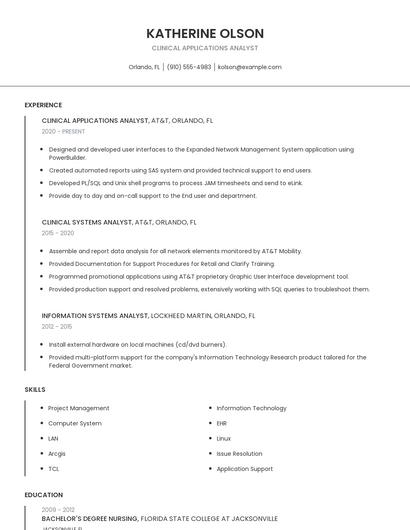 Clinical Applications Analyst Resume