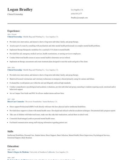Clinical Externship Resume