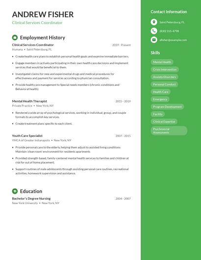 Clinical Services Coordinator Resume