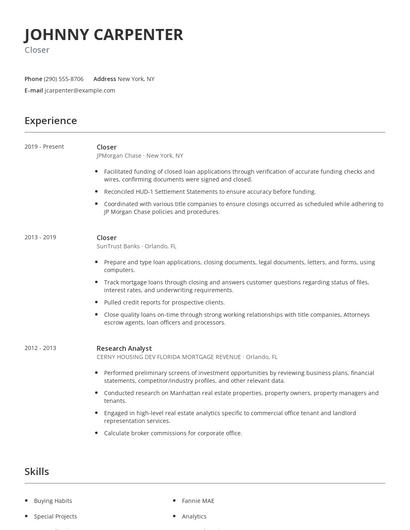 Closer Resume