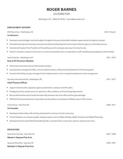 Co-Director Resume