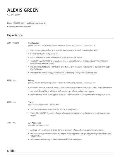 Co-Director Resume