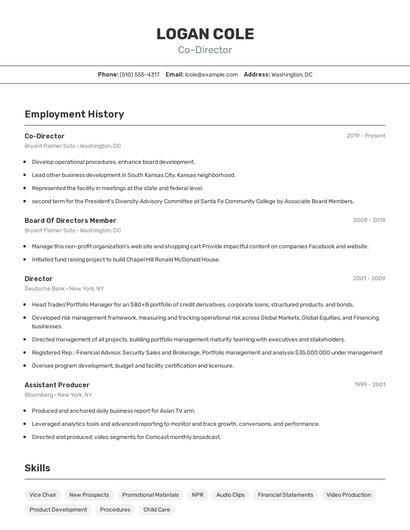 Co-Director Resume