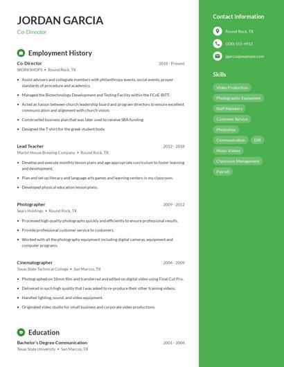 Co-Director Resume