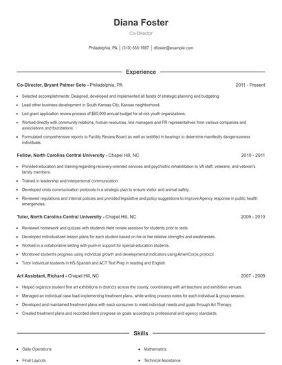 Co-Director Resume