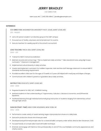 Co-Director Resume