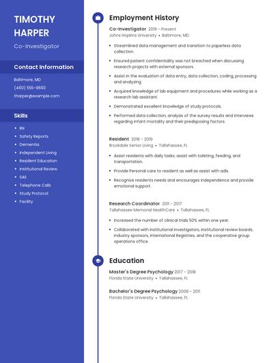 Co-Investigator Resume