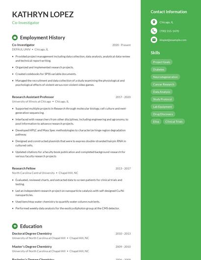 Co-Investigator Resume