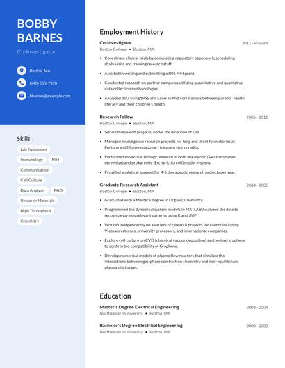 Co-Investigator Resume