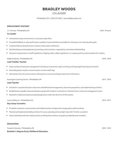 Co-Leader Resume