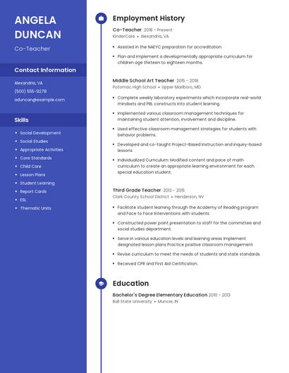 Co-Teacher Resume