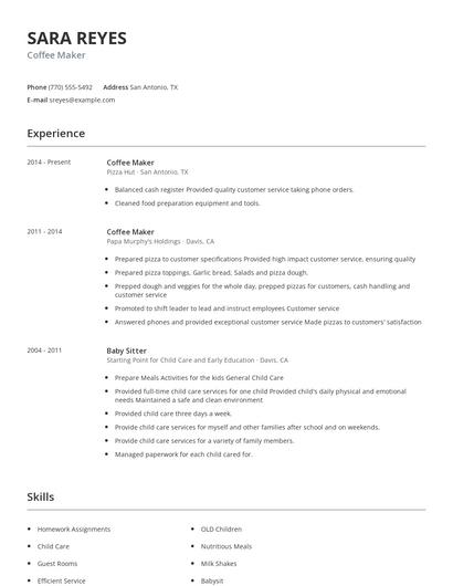 Coffee Maker Resume