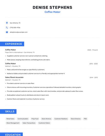 Coffee Maker Resume
