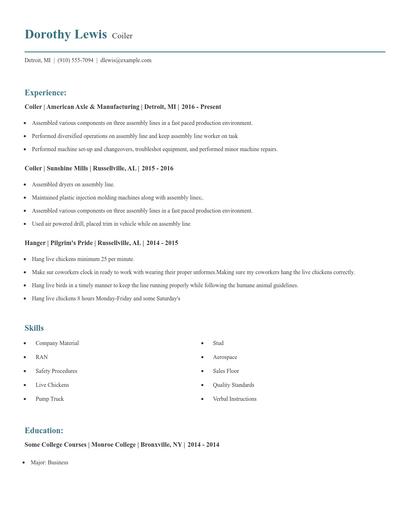Coiler Resume