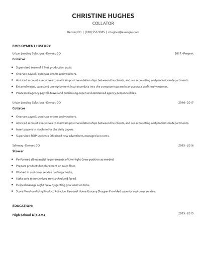 Collator Resume