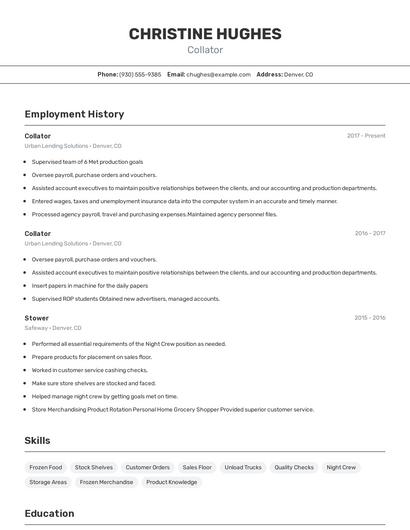 Collator Resume