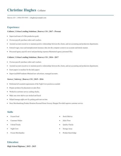 Collator Resume