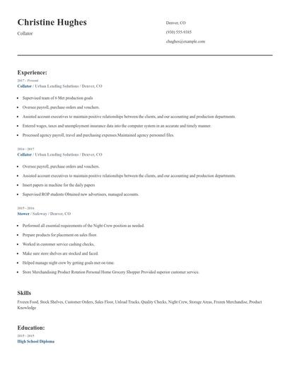 Collator Resume