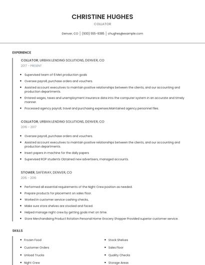 Collator Resume