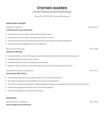 Collections/Accounts Receivable Resume