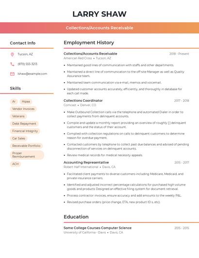 Collections/Accounts Receivable Resume