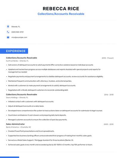 Collections/Accounts Receivable Resume