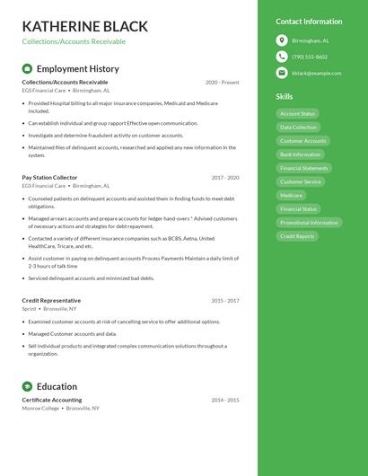 Collections/Accounts Receivable Resume