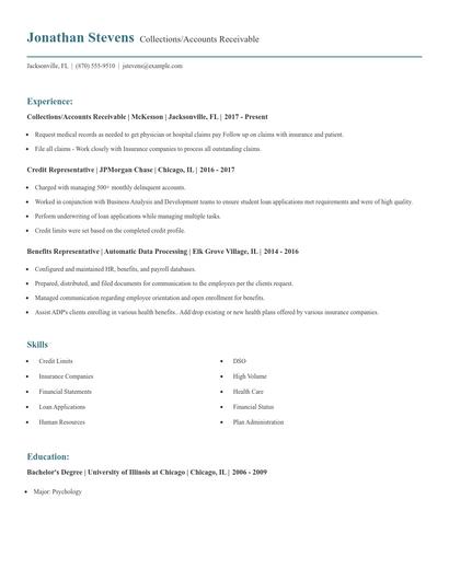 Collections/Accounts Receivable Resume