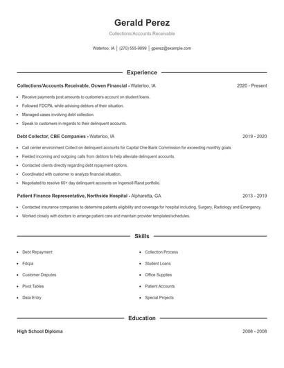 Collections/Accounts Receivable Resume