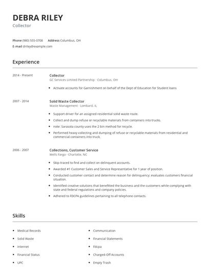 Collector Resume