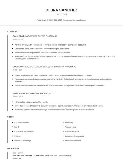 Collector Resume