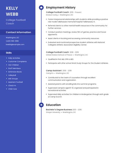 College Football Coach Resume