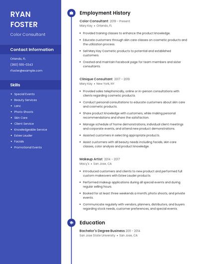 Color Consultant Resume