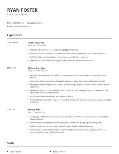Color Consultant Resume