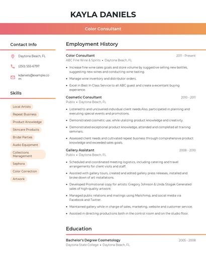 Color Consultant Resume