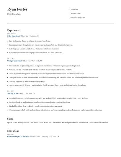 Color Consultant Resume