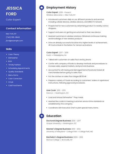Color Expert Resume