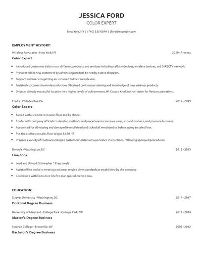 Color Expert Resume