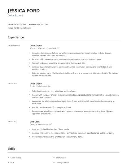Color Expert Resume
