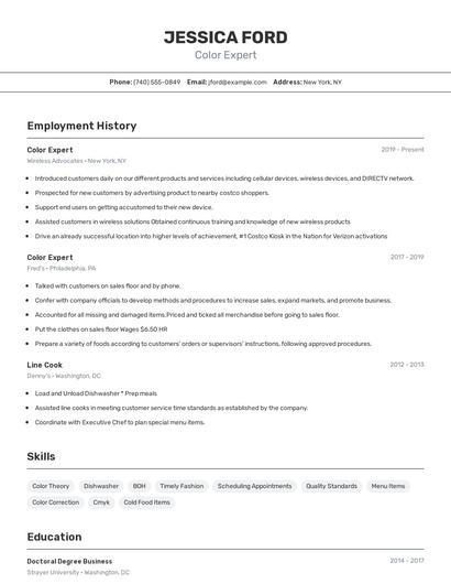 Color Expert Resume