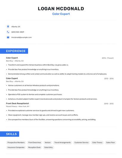 Color Expert Resume
