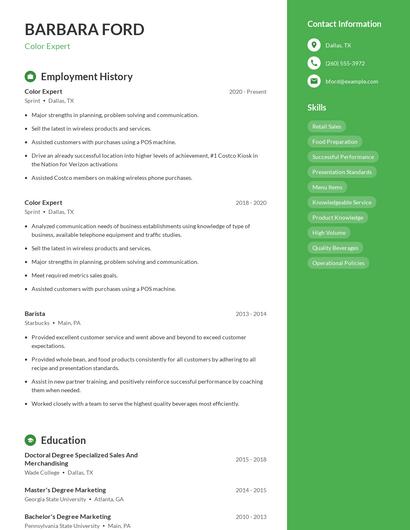 Color Expert Resume