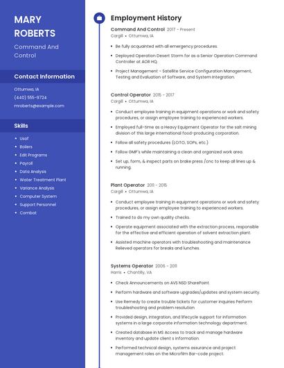 Command And Control Resume