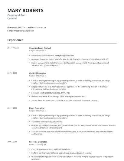 Command And Control Resume