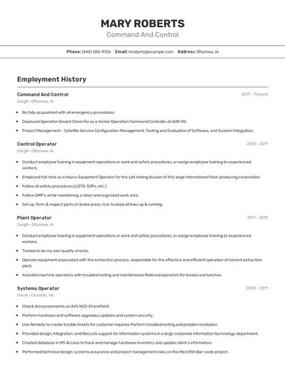 Command And Control Resume