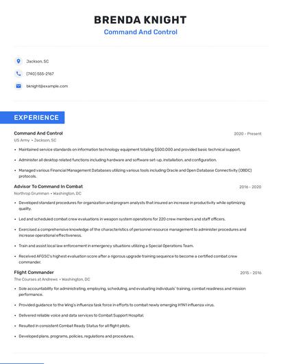 Command And Control Resume