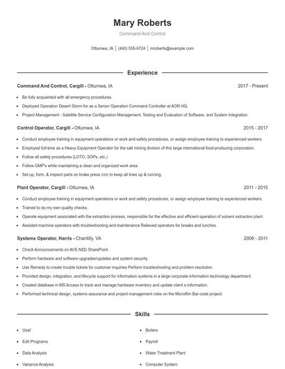 Command And Control Resume