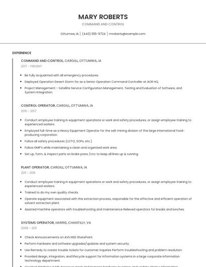 Command And Control Resume