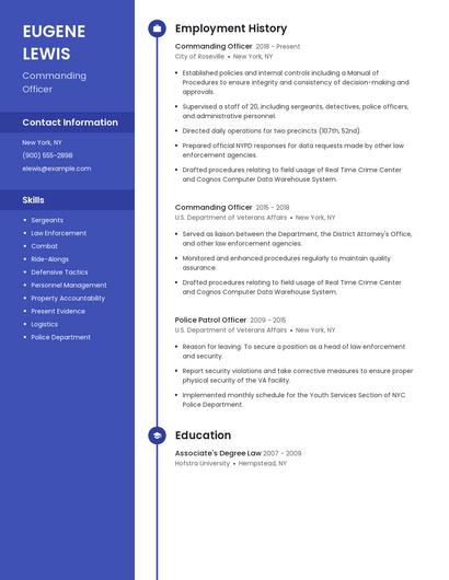 Commanding Officer Resume