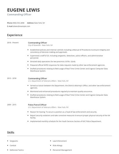 Commanding Officer Resume